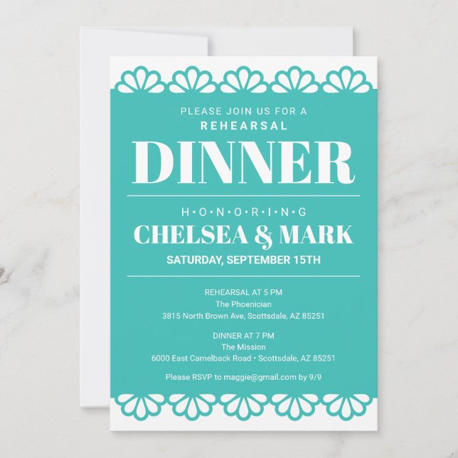 Papel Picado Rehearsal Dinner Invitation (Front)