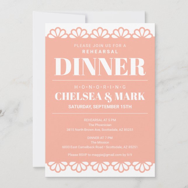Papel Picado Rehearsal Dinner Invitation (Front)