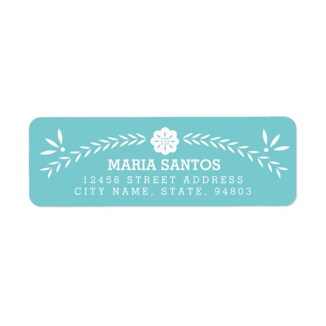 Papel Picado Return Address Labels - Blue (Front)