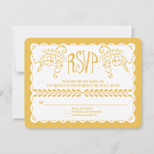 Papel Picado RSVP Gold Fiesta Wedding Banner