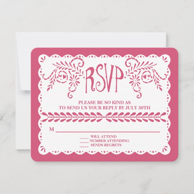 Papel Picado RSVP Pink Blue Fiesta Wedding Banner (Front)