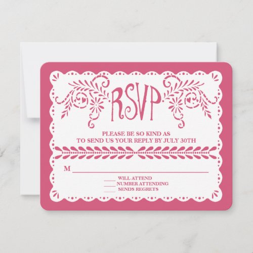 Papel Picado RSVP Pink Blue Fiesta Wedding Banner