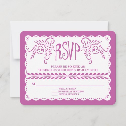 Papel Picado RSVP Purple Fiesta Wedding Banner