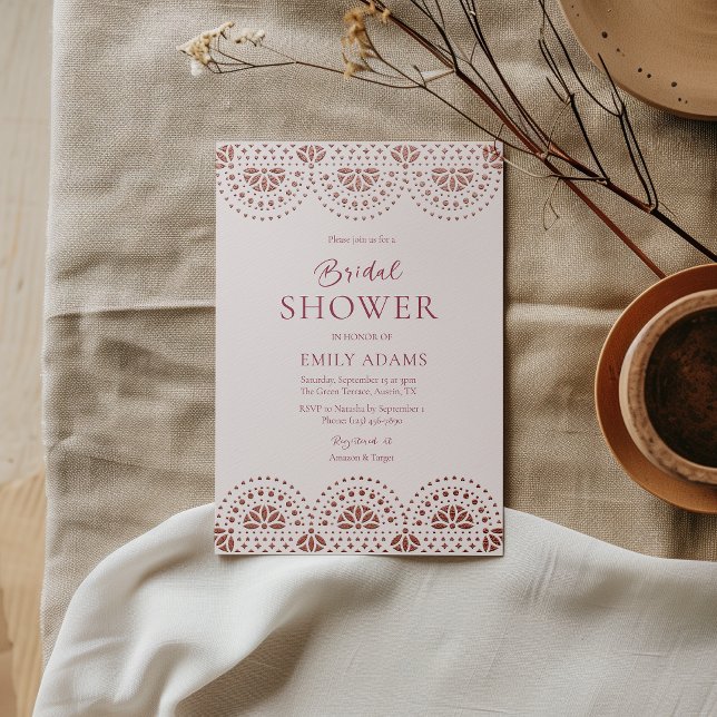 Papel Picado Spanish Mexican Bridal Shower  Foil Invitation (Creator Uploaded)