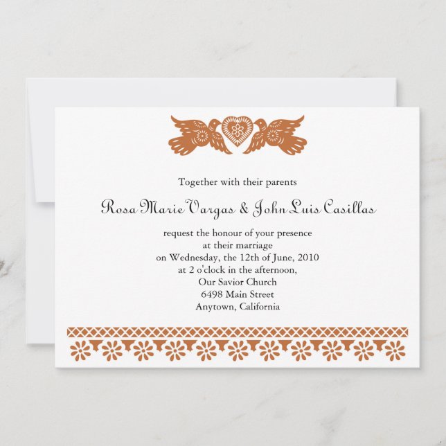 Papel Picado Style Love Birds Invitation (Front)