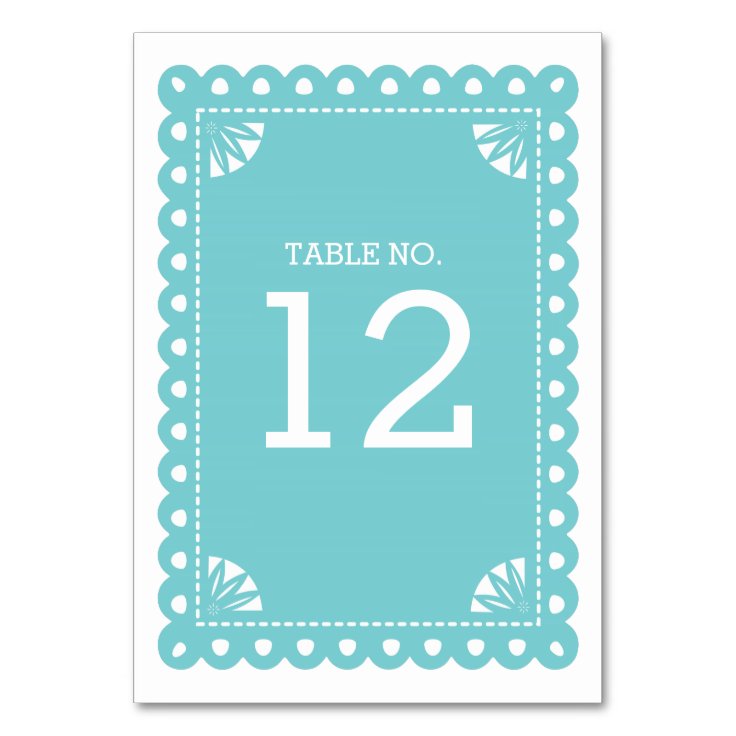 Papel Picado Table Number Blue Zazzle 0382