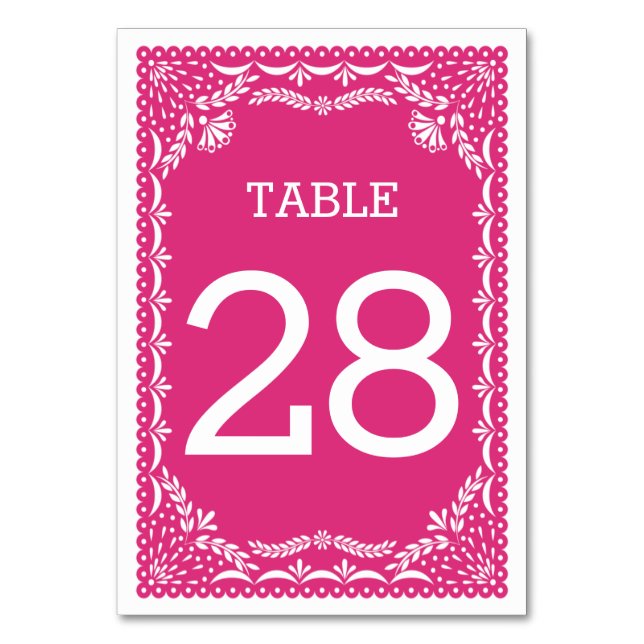 Papel Picado Table Number | Editable Color (Front)