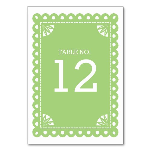 Papel Picado Table Number _ Green