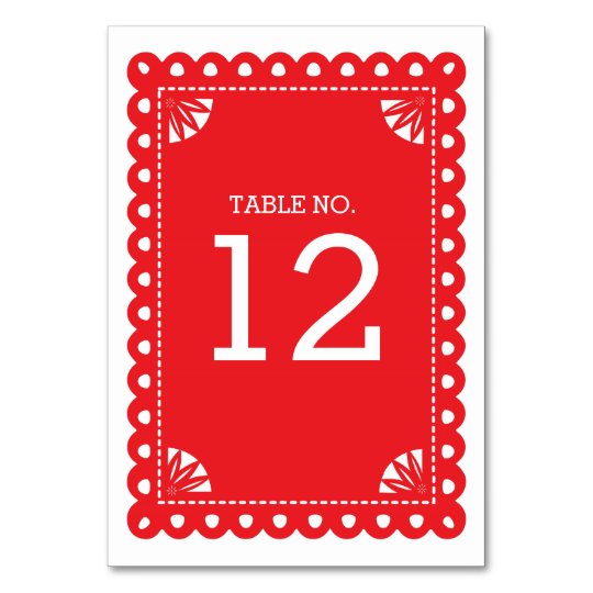 Papel Picado Table Number - Red | Zazzle.com