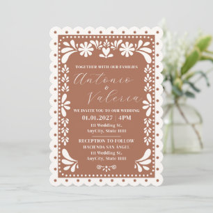 Papel Picado Terracotta Mexican Wedding Invitation