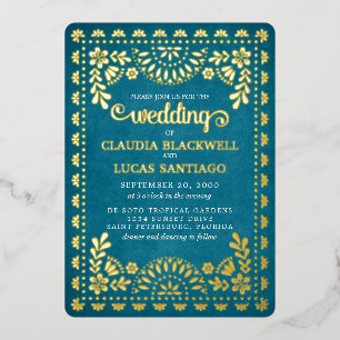 Papel Picado Wedding Foil Invitation