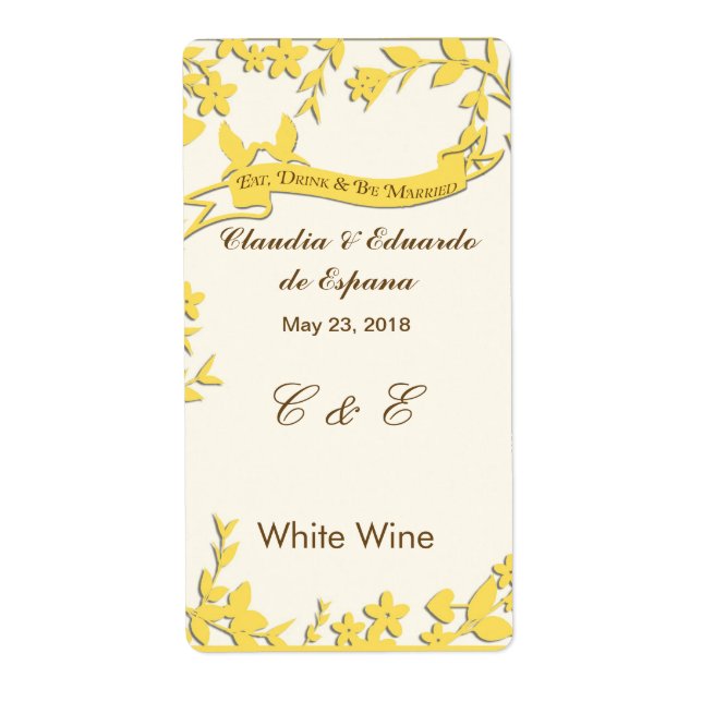 Papel Picado Wedding Invitation - Lovely Doves Label (Front)