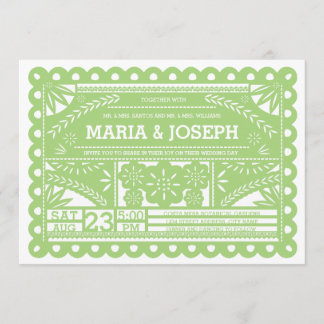 Papel Picado Wedding Invite - Green
