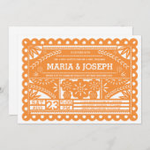 Papel Picado Wedding Invite - Orange (Front/Back)