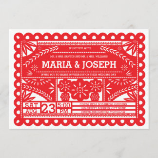 Papel Picado Wedding Invite - Red