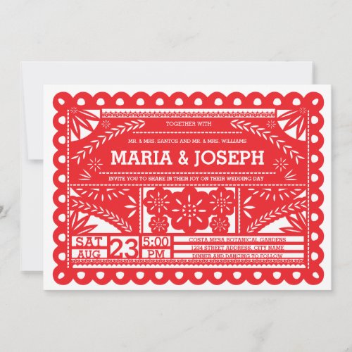 Papel Picado Wedding Invite _ Red