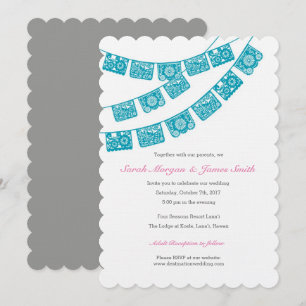 Papel Picado Wedding Party Invite Teal