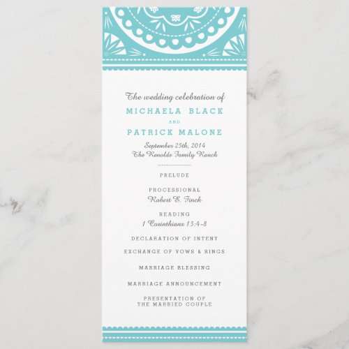 Papel Picado Wedding Program - Blue