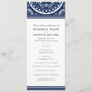 Papel Picado Wedding Program - Navy