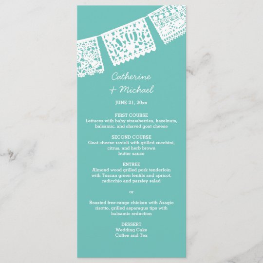 Papel Picado Wedding Reception Menu Card Zazzle Com