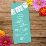 Papel Picado | Wedding Reception Menu Card<br><div class="desc">This menu card design features a traditional Mexican wedding banner called a papel picado.
Tip: You can change the background color using the eye-dropper tool.
See the coordinating wedding invitation below... </div>