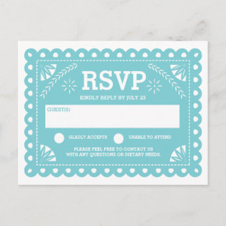 Papel Picado Wedding RSVP Invitation Postcard