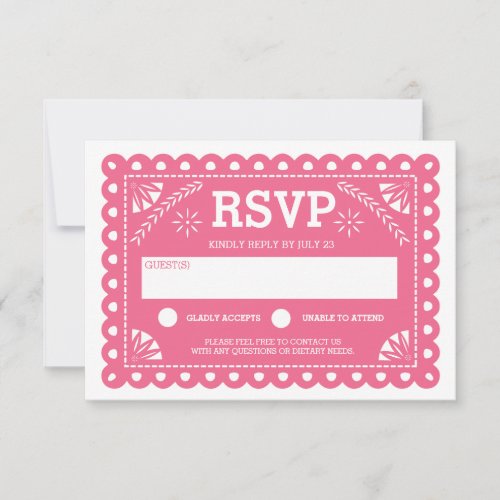 Papel Picado Wedding RSVP Pink