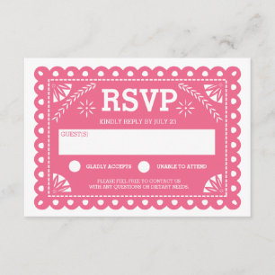 Papel Picado Wedding RSVP Pink Card