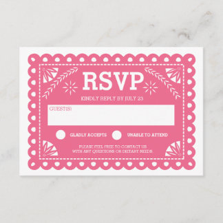 Papel Picado Wedding RSVP Pink Card