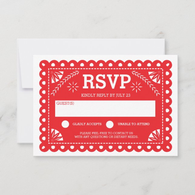 Papel Picado Wedding RSVP Red (Front)