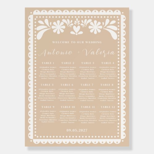 Papel Picado Wedding Seating Chart Foam Board