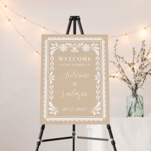 Papel Picado Wedding Welcome Sign Beige Hacienda