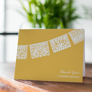 Papel Picado Yellow Wedding Thank You Card