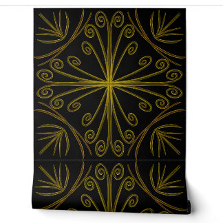 Papel Pintado Metallic flower tile abstract GOLD Wallpaper