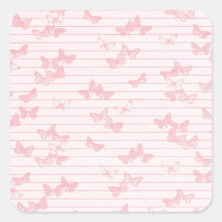PAPER041 CUTE PINK BUTTERFLIES PATTERN BACKGROUNDS SQUARE STICKER