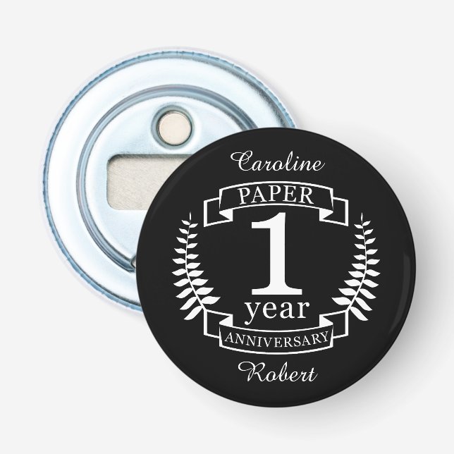 Paper 1st wedding anniversary 1 year bottle opener (Front)
