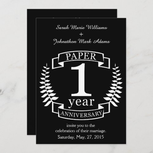 Paper 1st wedding anniversary 1 year invitation