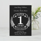 Paper 1st wedding anniversary 1 year invitation (Standing Front)