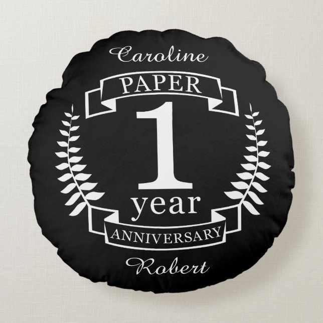 Paper 1st wedding anniversary 1 year round pillow (Front)