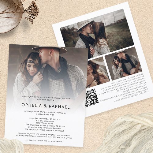 PAPER 4 Photos Overlay QR Code Bohemian Wedding 