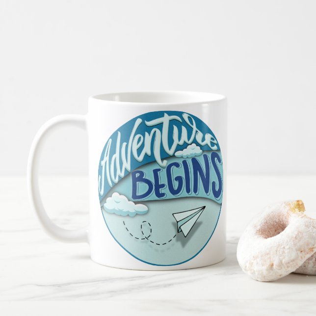 Paper airplane | Adventure begins  Coffee Mug (With Donut)