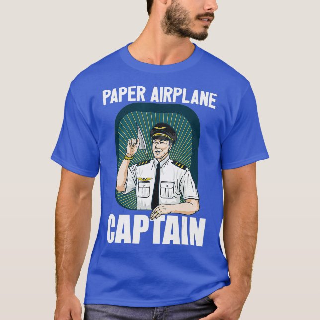 Paper Airplane Captain Paper Glider Dart Pilot T-Shirt (Front)