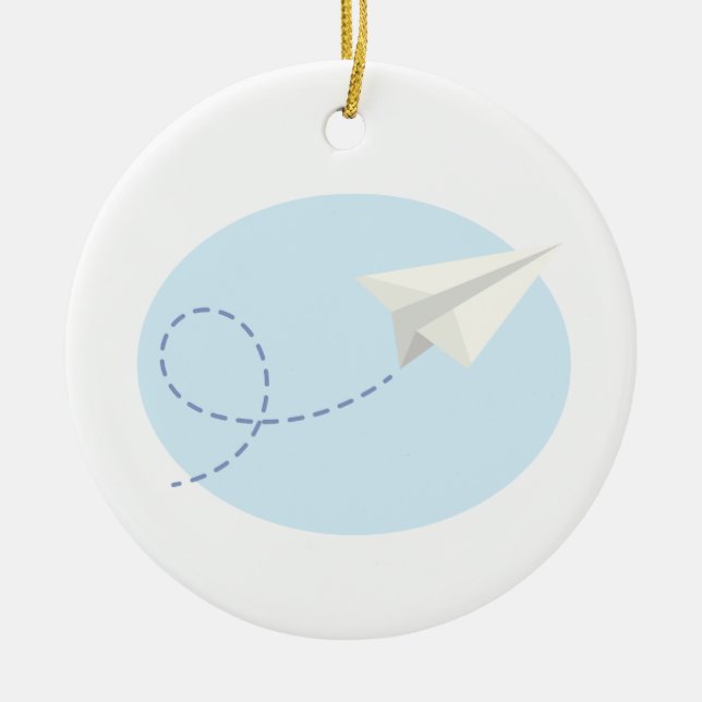 Paper Airplane Ceramic Ornament (Front)