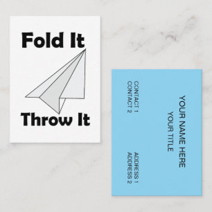 Paper Airplane Fold It Throw It Craft Paper Business Card