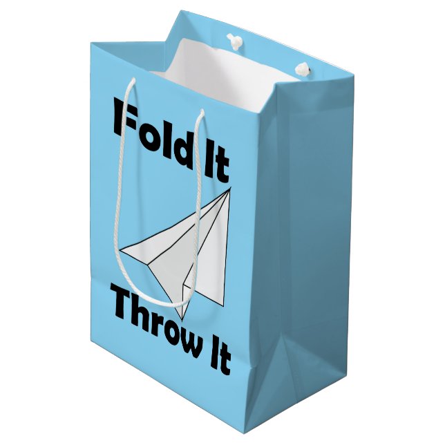 Paper Airplane Fold It Throw It  Medium Gift Bag (Front Angled)