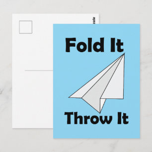 Paper Airplane Fold It Throw It  Postcard