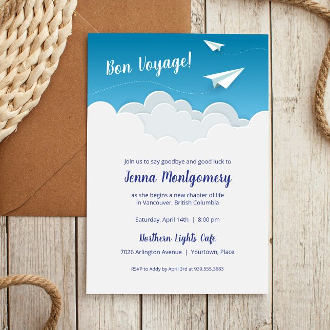 Paper Airplane Going Away Farewell Party Invitation (Creator Uploaded)