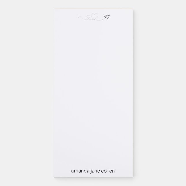 Paper Airplane Heart Simple Stationery Notepad (Front)