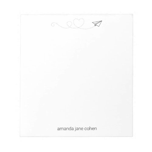 Paper Airplane Heart Simple Stationery Notepad