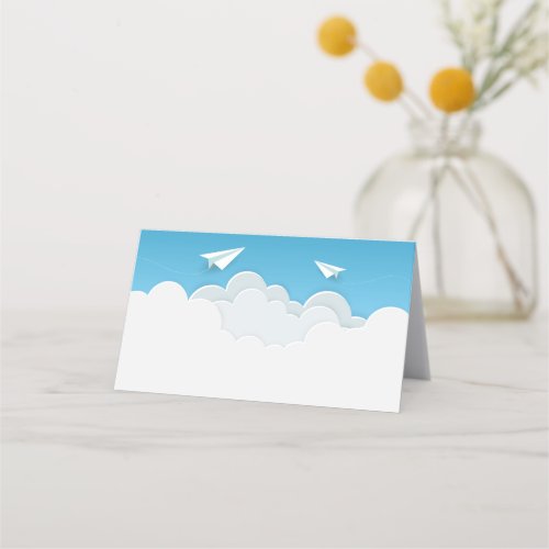 Paper Airplane in the Clouds Place Card
